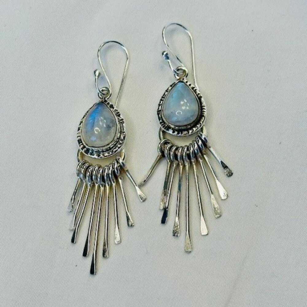 Sterling Silver Moonstone Dangle Drop Earrings